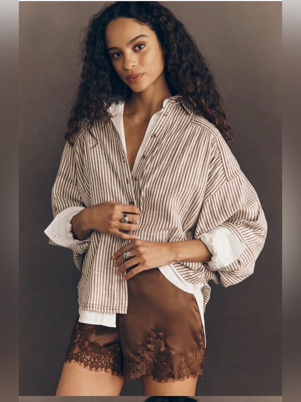 Anthropologie Pilcro The Batwing Striped Oversized Button Down Shirt XL